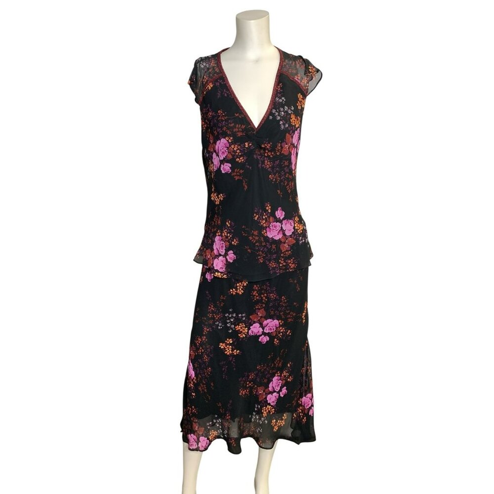 Vintage Ange Paris Y2K 90s Floral Whimsigoth Fairy Grunge Top Skirt Set France